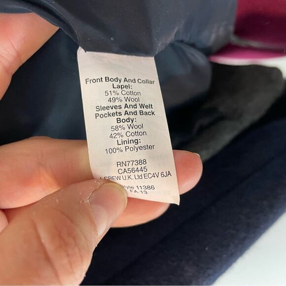 J. Crew Gray Navy Wool Cotton Blend Blazer Size 4 Lightweight Unstruckted - Picture 6 of 11